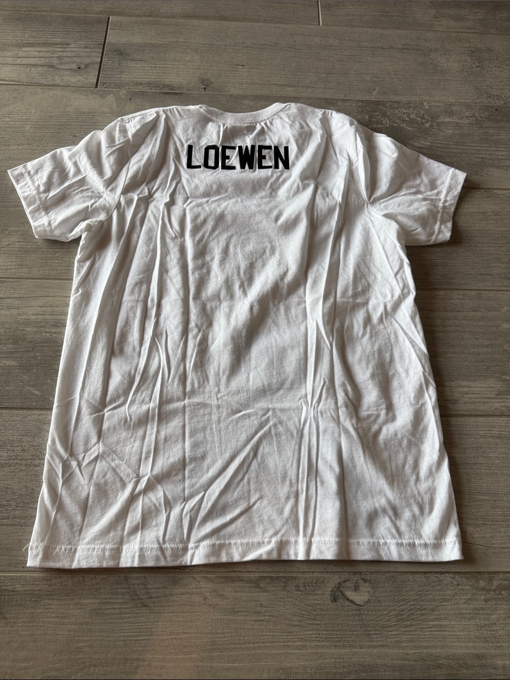 Loewe White Short Sleeve Crewneck T-Shirt with Black Logo